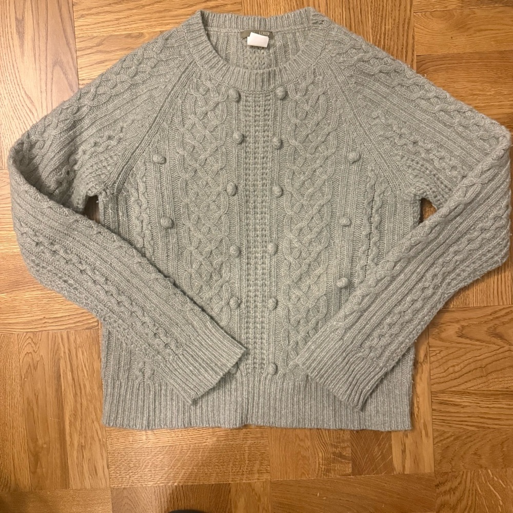 J. Crew | Cable Knit Popcorn Bobble Sweater - 100% Lambswool Small